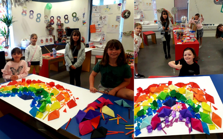 Junior members at Wigan Youth Zone painted rainbow flags in support of Pride,